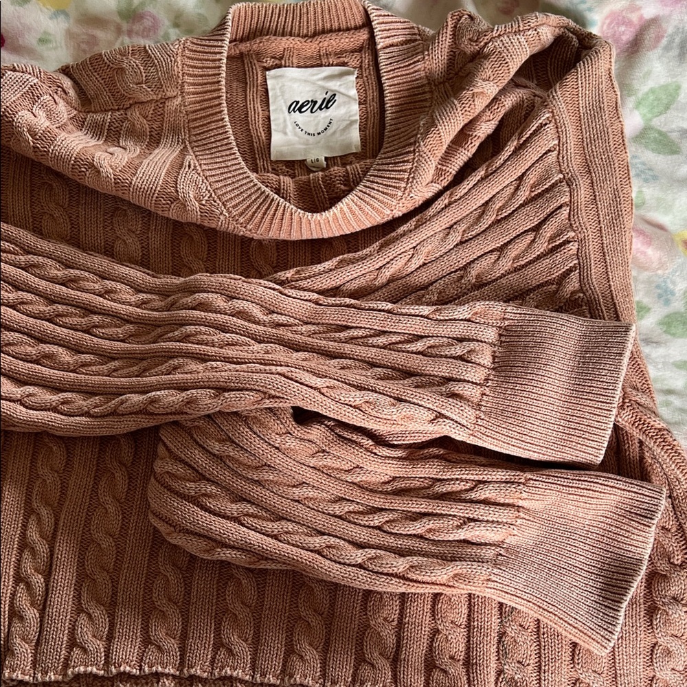 aerie Cable Knit Crewneck Sweater - Picture 5 of 7